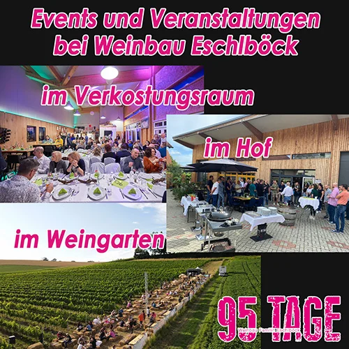 Events und Feiern im Verkostungsraum, im Hof oder im Weingarten von Weinbau Eschlböck in Hörsching