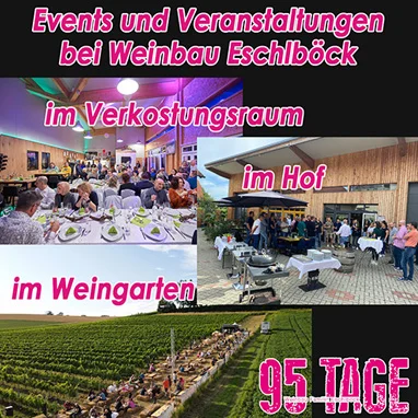 Events und Feiern im Verkostungsraum, im Hof oder im Weingarten von Weinbau Eschlböck in Hörsching