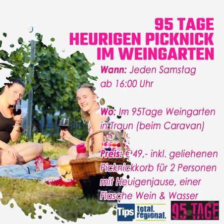 Heurigenpicknick im 95Tage Weingarten in Traun