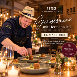 Haubenkoch Hermann Poll zaubert das Genussmenü bei Weinbau Eschlböck